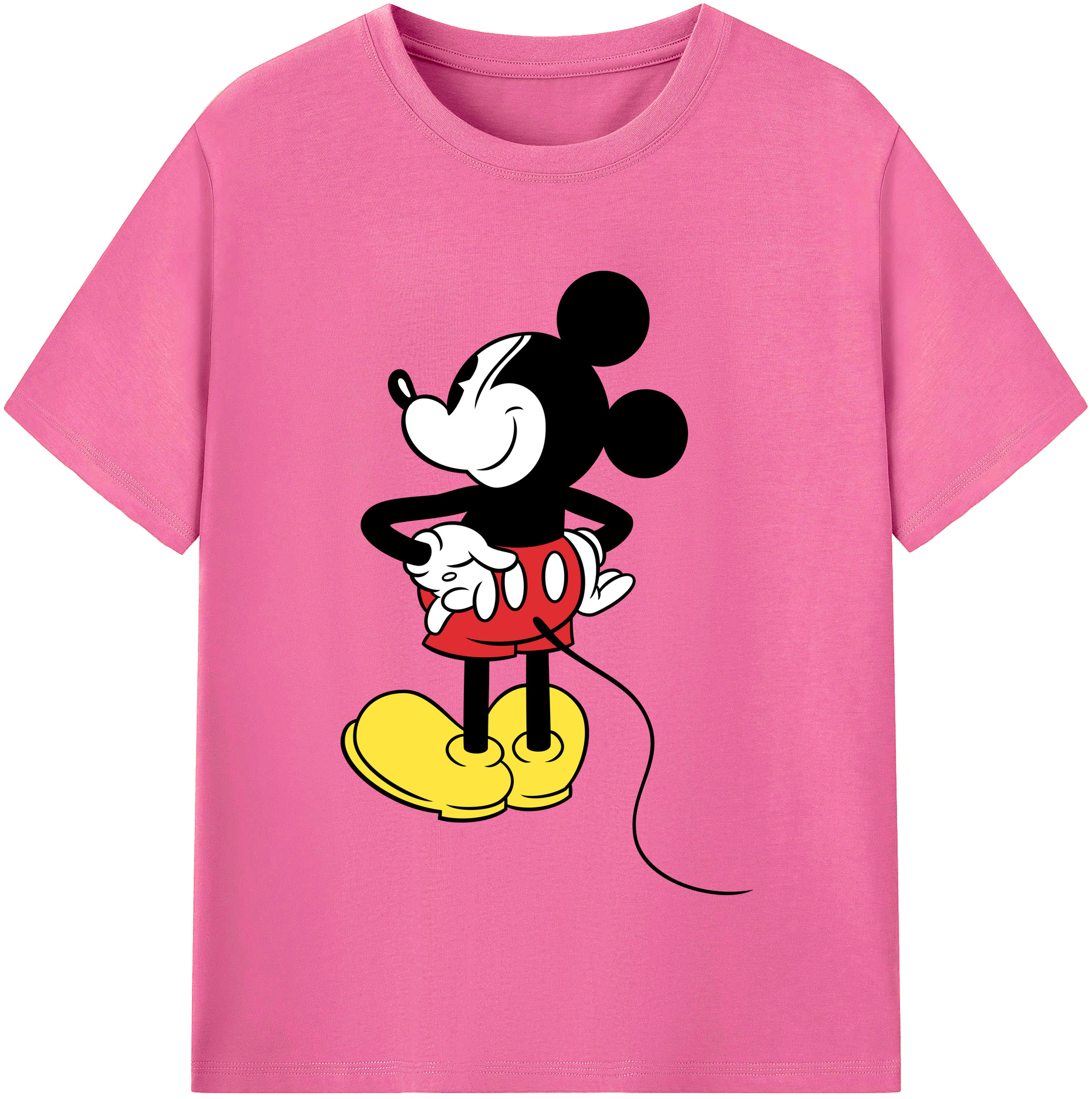 （画像用） ミッキーマウス Mickey Mouse レディースカジュアルプリントTシャツ（綿100％）